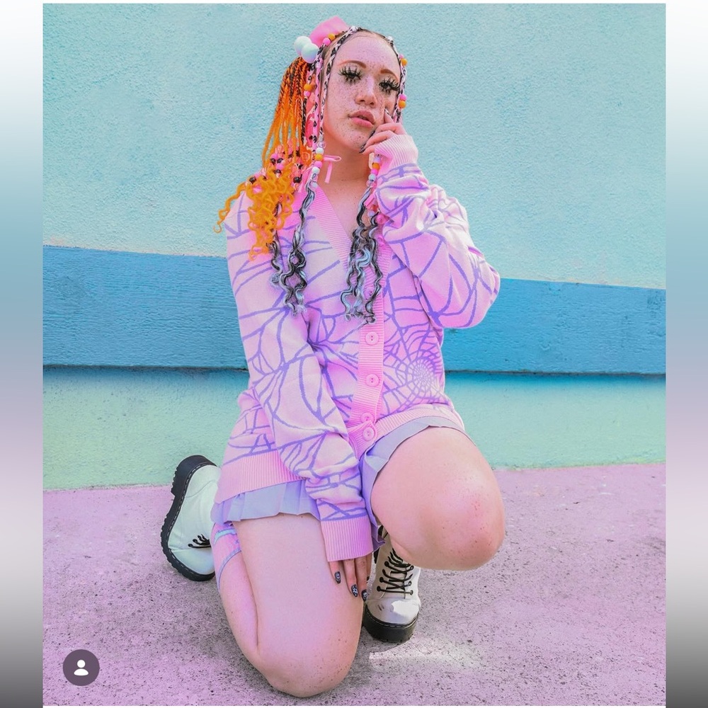 My Violet Cotton Candy Cobweb Cardigan XS S